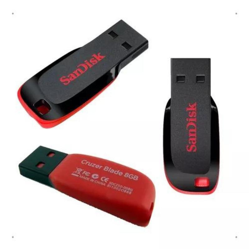 Pendrive Sandisk Cruzer Blade 8gb 2.0 Preto E Vermelho - Pen Drive